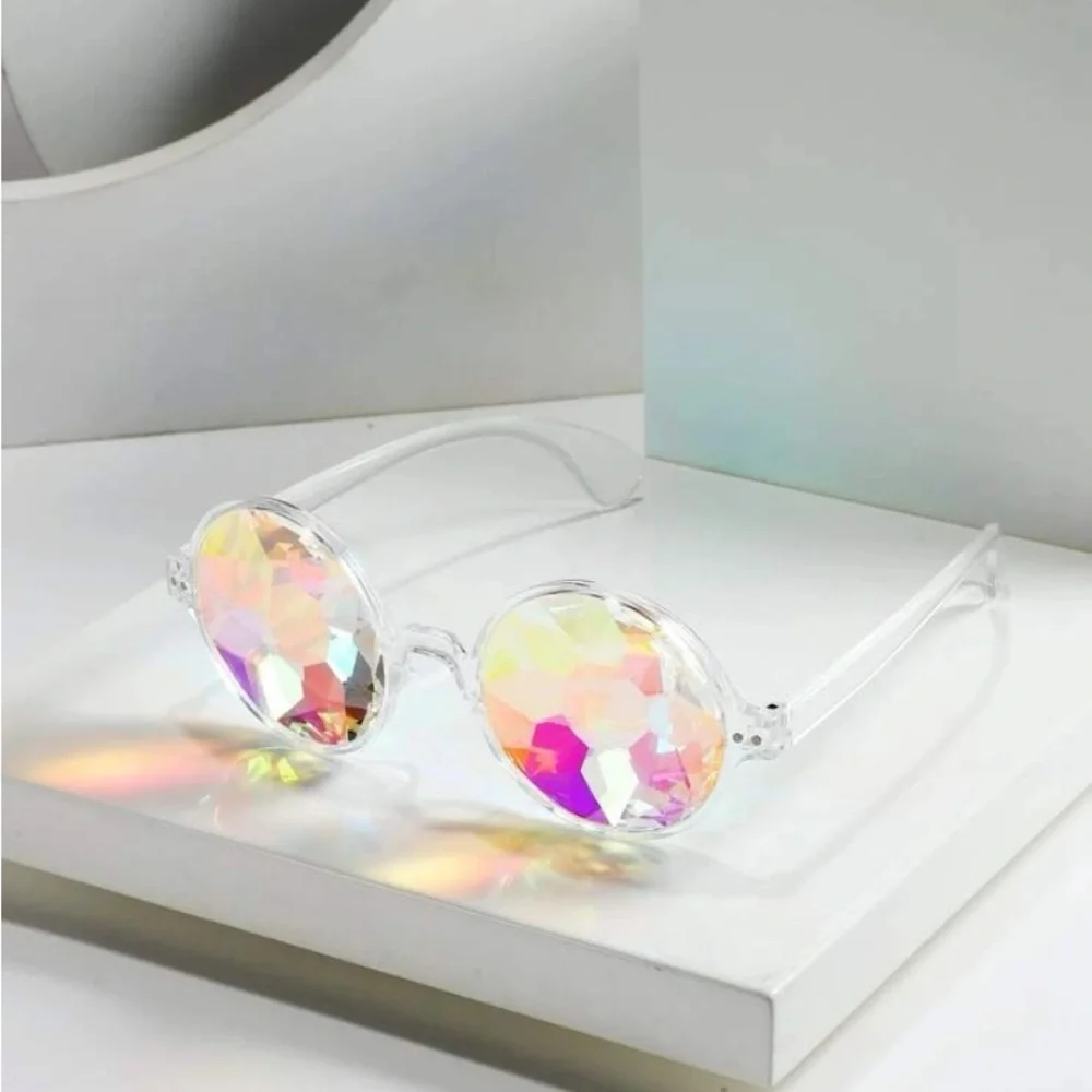 Rainbow Crystal Kaleidoscope Refraction Glasses Spectacles Unisex